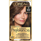 L'Oreal Paris Superior Preference Luminous Fade-Defying Permanent Hair Color, Hair Dye For Up to 9 Weeks of Radiance, Medium Brown 5, 1 Hair Dye Kit