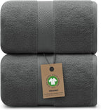 100% Organic Luxury Bath Sheets - GOTS Certified - Extra Large 35x70 Inches (Pack of 2) Zero-Twist, Long-Staple Cotton Bath Sheet Set (Granite Grey)