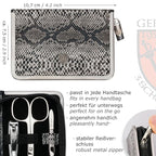 3 Swords Germany - brand quality 6 piece manicure pedicure kit set for professional finger & toe nail care with synthetic leather case - Made in Germany - snake optics