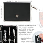 3 Swords Germany - brand quality 6 piece manicure pedicure kit set for professional finger & toe nail care with synthetic leather case - Made in Germany - black