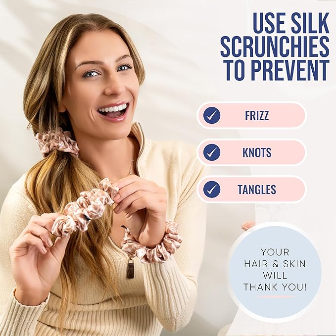 Blissy Silk Scrunchies (3 Pack) - 100% Pure Mulberry Silk - 22 Momme 6A High-Grade Fibers Scrunchie for Straight & Curly Hair (Nicole Miller - Mauve Cheetah, Regular)