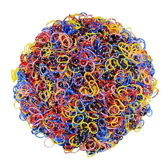 3200 Pcs Elastic Rubber Bands Small Hair Ties Hair Rubber Mini Hair Bands Hair Elastics Tiny Soft Holder Ponytails for Girls (Dark Multicolor with dots)