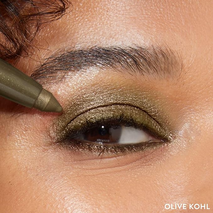 LAURA GELLER NEW YORK Kajal Longwear Kohl Eyeliner Pencil - Olive Kohl - Caffeine and Vitamin E - Smooth & Blendable Liner - Built-In Sharpener