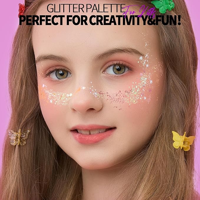 FANDAMEI 40 Colors Face Glitter, Face Paint Glitter Gel - Face Glitter for Women Girls, No Glue Needed, Multi-Purpose Glitter Makeup for Hair Face Body Halloween Rave Carnival