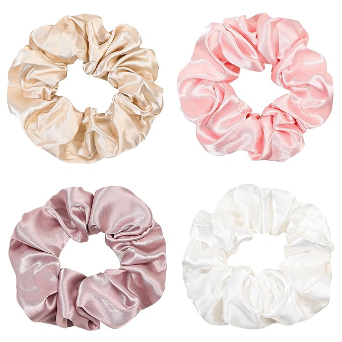 Scrunchies Women Hair Ties - Big Silk Satin Scrunchy Hair Bands Elastic Hair Accessories Soft Large Scrunchies For Vsco Girl Women