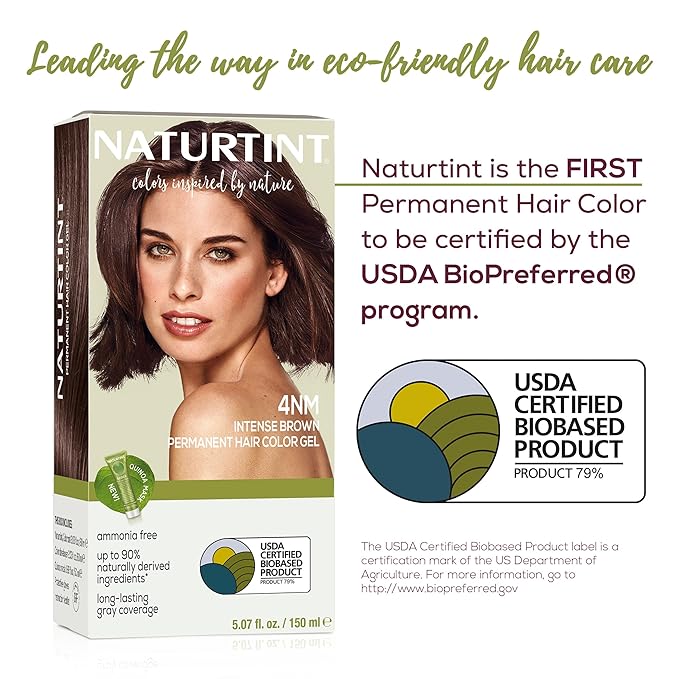 Naturtint 4NM Intense Brown Permanent Hair Color (Pack of 1), Ammonia Free, Vegan, Cruelty Free, up to 100% Gray Coverage, Long Lasting Results (Packaging may vary)