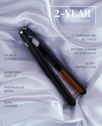 GLAMPALM Hair Straightener 0.4" Ceramic Volumizing flat iron Infused with Vita C, Korea's #1 Professional Salon Tool, Curved Plates, Dual Voltage, 11 Heat Settings(220°–450°), 20s Fast Heat-Up (GP102)