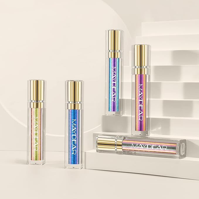 Maydear Chameleon Lipstick 5 Colors Set, Long Lasting Waterproof Colourful Diamond Shimmer Lip Gloss for Women Girls Makeup kit