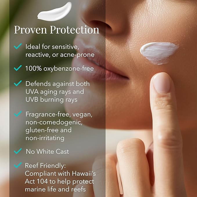 SolRX MINERAL+ SPF 50 Mineral Sunscreen with Zinc Oxide – Reef Safe, Broad Spectrum UVA/UVB Protection, Water Resistant Sunblock for Face & Body