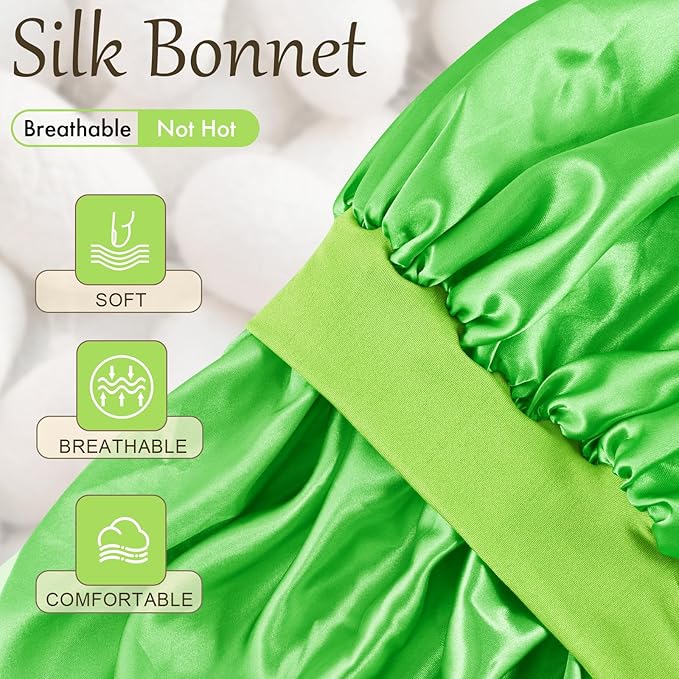 Satin Silk Bonnet for Sleeping, Soft Satin Lined Hair Bonnet for Women, Double Layer Sleep Nightcap