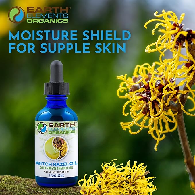 Witch Hazel Oil Raw with Sunflower Oil, Infused, Astringent, Skin Hydration, Moisturizer, Organic Skincare for All Skin Types – 1 fl oz