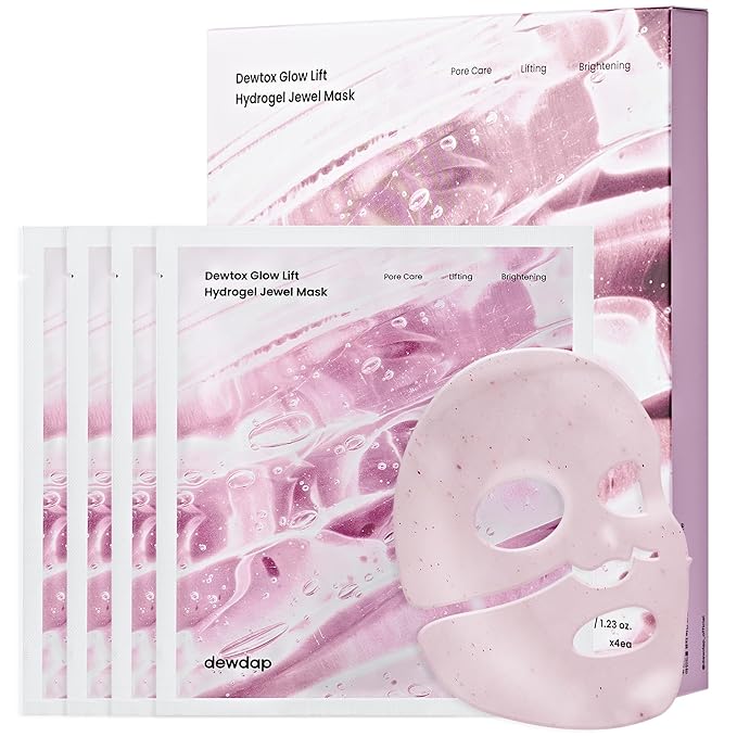 Dewtox Collagen Face Mask, Glow Skin with Overnight Hydrogel Jewel Mask, Firming & Elasticity for All Skin Types, Korean Skincare (35g x 4ea)