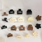 18Pcs Medium Hair Clips for Women Girls - Matte Love, Triangle, Ribbon and Semicircle Styles for Thin/Thick Hair, Cute Nonslip Accessories (White, Brown, Black)