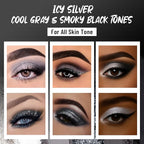 Black Eyeshadow Palette with Mirror Silver Gray Black Tones Matte Shimmer Smokey 6 Colors Mini Eye Shadow Pallet Travel Size Highly Pigmented for Vampire Clown Joker Goth Halloween Makeup