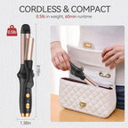 Cordless Curling Iron USB Rechargeable 4000 mAh 3 Temp Setting Travel Portable Mini Hair Curler Curling Wand for Long Hair