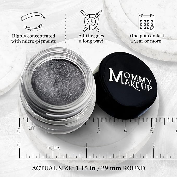 Mommy Makeup Waterproof Stay Put Gel Eyeliner Pot with Micropigments - Smudge-Proof, Long Lasting, Highly Pigmented Cream Eye Liner, 0.14 oz (Steel Magnolia)