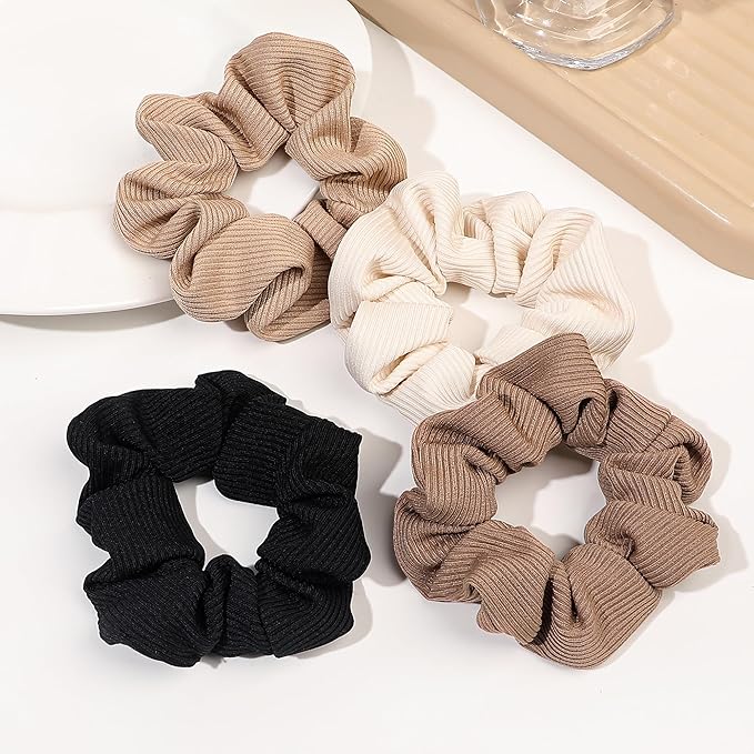 Hair Scrunchies for Women - Hair Ties No Damage Both for Thick Hair or Thin Hair Curl Hair No Crease Gray Scrunchies Ponytail Holder No Hurt Your Hair