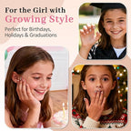 16 Sizes Press on Nails Kit for Kids - 32 Pieces French Almond Fake Nail Tips for Girls 8-12 Years Old with Jelly Nail Adhesives & No-Lamp Nail Glue, Birthday Christmas Gifts (Cozy Autumn)