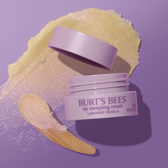 Burt’s Bees Stocking Stuffers, Lavender Vanilla Lip Sleeping Mask, With Hyaluronic Acid and Squalane Moisturizer To Instantly Hydrate Lips, Overnight Lip Mask, Lip Treatment Christmas Gifts, 0.45 oz.