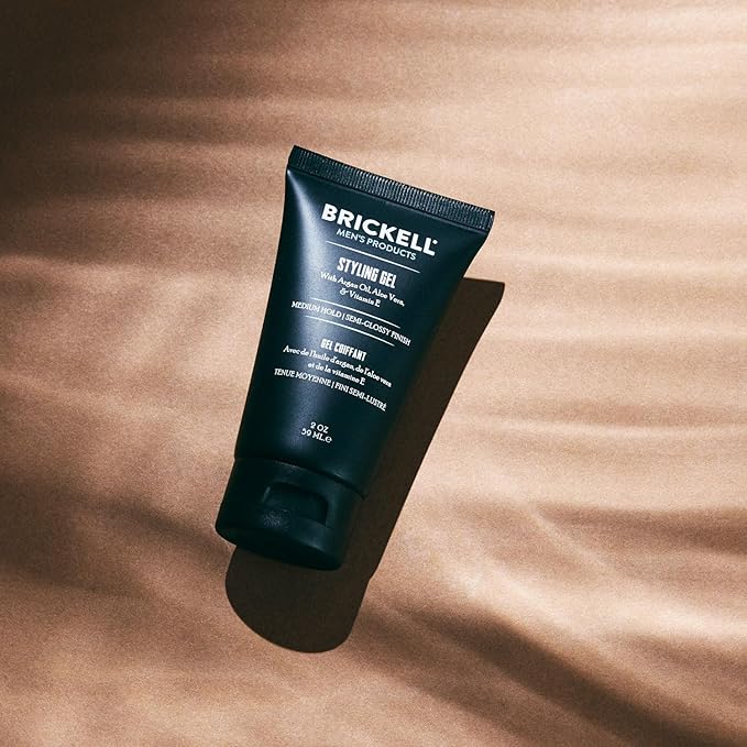 Brickell Men's Hair Styling Hair Gel For Men, Natural and Organic, All Day Hold for Glossy Style, Natural Scented, 2 Ounce