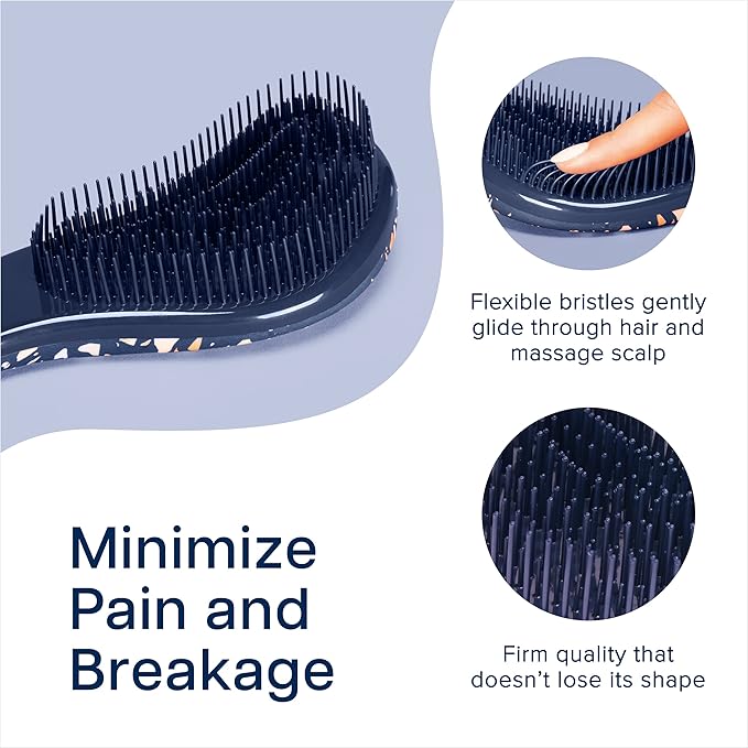 Crave Naturals Glide Thru Hair Brush - Detangler Brush for Curly, Straight, Wet or Dry Hair - Gentle Detangling Brushes for Adults, Kids, Toddlers - Hair Accessories for Women, 7.5"x3" - Terazzo