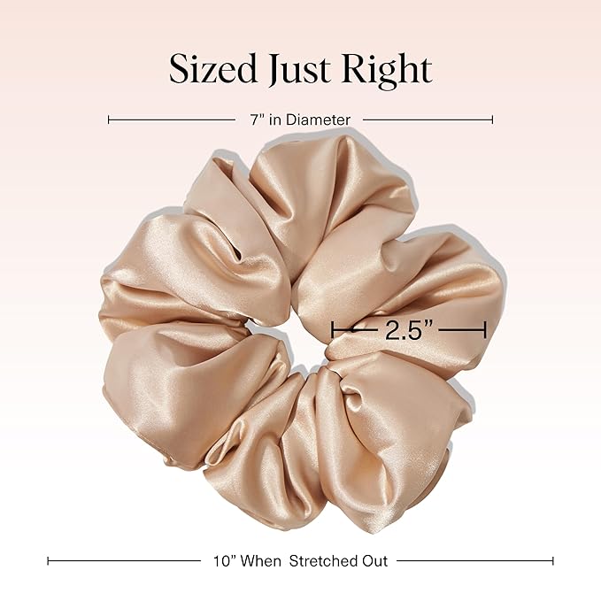 Kitsch Satin Scrunchies For Women - Softer Than Silk Scrunchies, No Crease Hair Ties, Soft Hair Accessories - Perfect For Day And Night Hairstyles | Ideal Gifts for Women - 1pc, Champagne