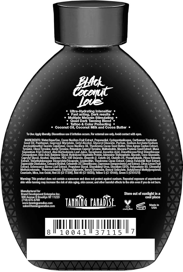 Tanning Paradise Aloe Black Lotion – Anti-Aging Matte Black Bronzer, Anti-Orange, Tattoo & Color Fade Protection, Deep Hydration, Matte Blackest Bronzer, Aloe Vera 13.5 oz