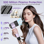 Ionic Hair Dryer with Auto-Adjusting Sensor,AI Hair Dryer with Magnetic Diffuser,100000 RPM High-Speed Hair Blow Dryer for Fast Drying,Compact Blow Dryer with 500M Plasma,Hair Dryers for Women(Purple)