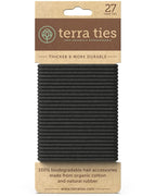 BIODEGRADABLE Elastic Hair Ties for Women & Men - Organic No Crease Black Hair Tie Ponytail Holders and Hairties for Buns - Plastic Free Hairbands for Women and Mens Hair - 5mm (27 count)