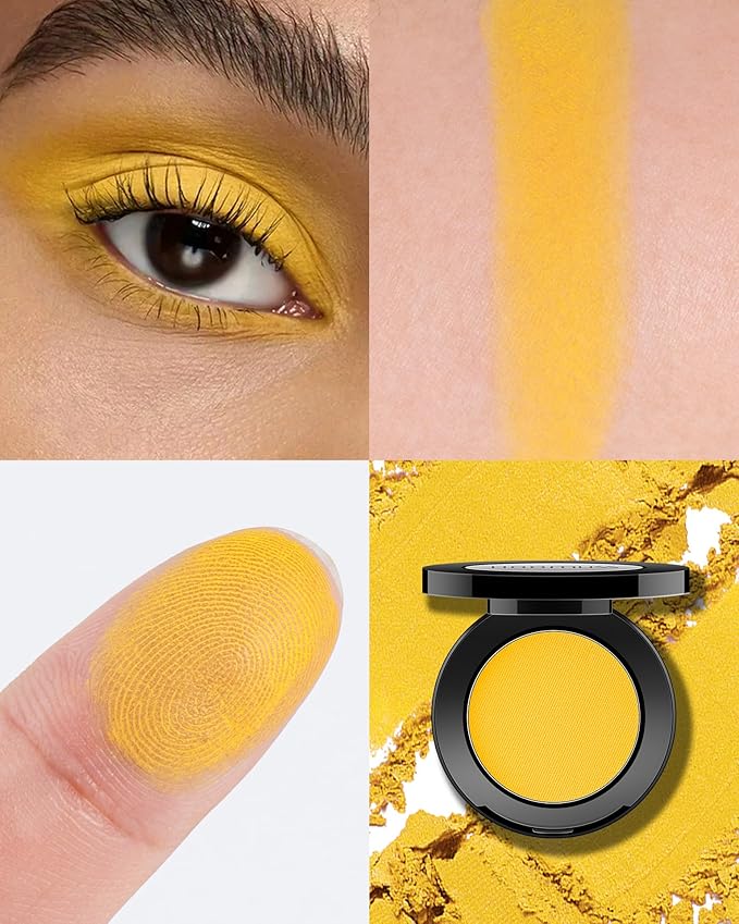 Single Yellow Eyeshadow Matte Handmade Pressed Eyeshadow Palette With No Creasing High Pigmented Long Lasting Yellow Eye Shadow (MangoYellow)