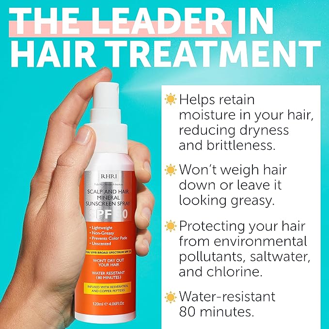 Premium SPF 30 Hair Sunscreen Spray | Non-Greasy UV Protection for Hair and Scalp | Prevents Color Fade and Dryness | Travel-Size UV Protection | Beach SunBlock | Scalp Sunscreen 4 oz 120 ml