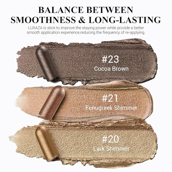 Brown Eyeshadow Stick Makeup Set 3PCS, Neutral Shimmer And Matte Cream Eye Shadow Palette, Metallic Bronze Smoky Eyeliner Brightener Crayon Pencil Kit, Ideal Gift for Women -Golden Glow