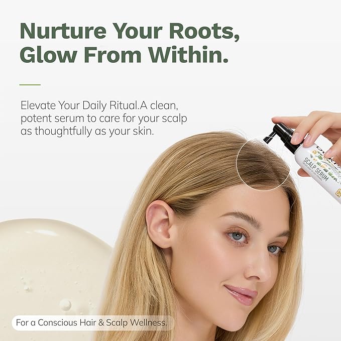 Scalp Serum for Thinning Hair in Men & Women, Clinically Tested Vegan Formula with Peptides & Rosemary Oil, Improves Hair Density and Scalp Health, Non-Greasy No-Rinse 60ml (2.0 Fl Oz)