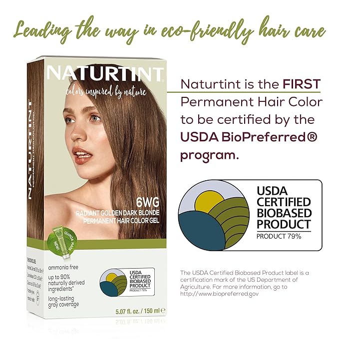 Naturtint 6WG Radiant Golden Dark Blonde Permanent Hair Color (Pack of 1), Ammonia Free, Vegan, Cruelty Free, up to 100% Gray Coverage, Long Lasting Results (Packaging may vary)