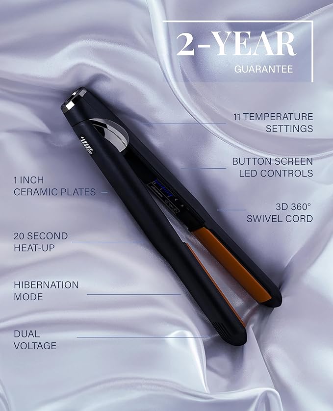 GLAMPALM Hair Straightener 0.6" Ceramic Volumizing flat iron Infused with Vita C, Korea's #1 Professional Salon Tool, Curved Plates, Dual Voltage, 11 Heat Settings(220°–450°), 20s Fast Heat-Up (GP106)