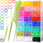 TsMADDTs 24 Colors Rubber Bands, 2000PCS Elastic Hair Ties with Organizer Box, Rubber Bands with Tail Tools and Comb, Hair Accessories for Girls Kids Baby Toddler