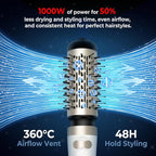 Hair Dryer Brush, 3-in-1 Rotating Round Hot Air Spin Brush Set with 2 Brushes (2" & 1.5"), Negative Ionic Blow Volumizer, 2 Detachable Auto-Rotating Curling Brush, Blow Dryer Brush,Dry as You Style