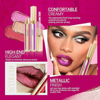 Brown Lipsticks for Women Metallic Lipstick Long Lasting Non Stick Cup Lip Gloss, Shimmer Lightweight Hydrating Full Coverage Lip Color, DP113 Pleasure