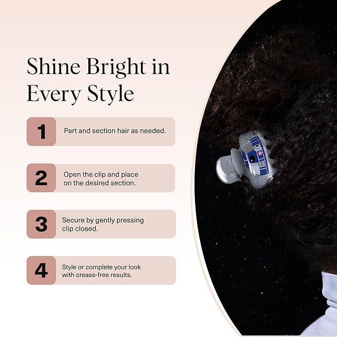 Kitsch x Star Wars R2-D2 Glitter Medium Hair Clip for Women – Whimsical Galaxy-Inspired Claw Clip | Recycled Plastic, Strong Secure Grip, | Ideal Gifts for Women, Hair Accessories for Girls