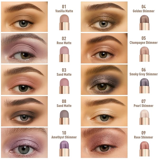 FV Cream Shimmer Eyeshadow Stick，Long Lasting & Waterproof, Multi-Use & High Pigment Eyeshadow Makeup Stick, Amethyst Shimmer