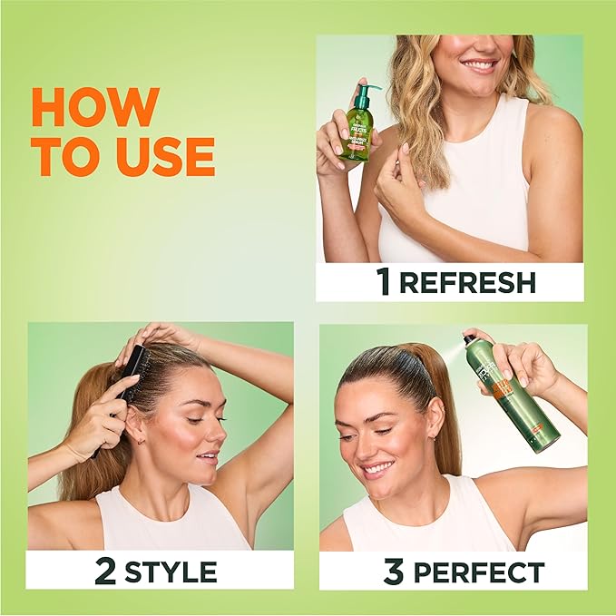 Garnier Fructis Style Sleek and Shine Anti-Humidity Hairspray, Ultra Strong Hold, Frizz Protection 8.25 Oz, 3 Count (Packaging May Vary)