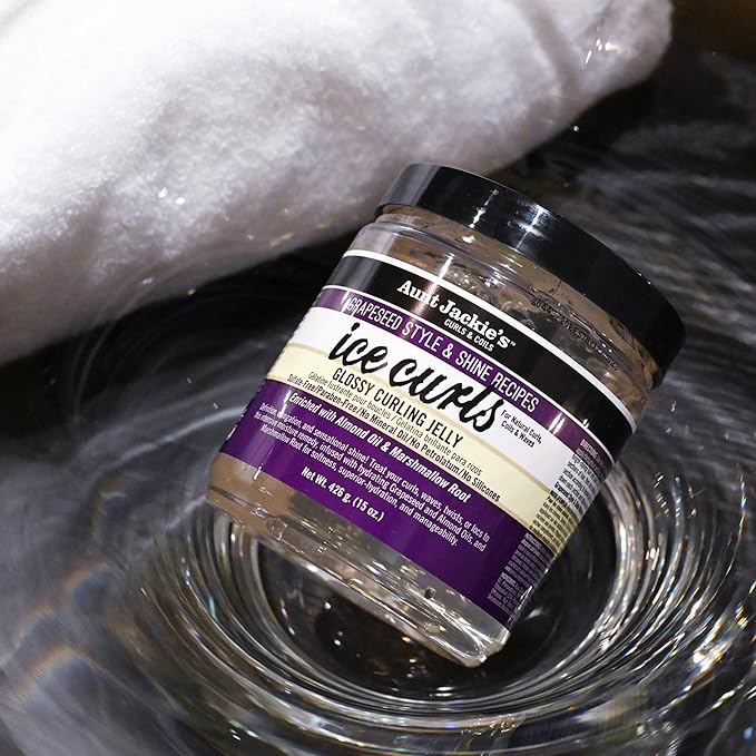 Aunt Jackie's Grapeseed Style and Shine Recipes Ice Curls Glossy Curling Jelly, Hydrates, Softens, Makes Waves, Curls and Coils Easier to Style, 18 oz