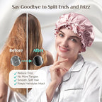 YFONG Double Layered 100% Mulberry Silk Bonnet for Sleeping Women, 22 Momme 6A Luxury Silk Sleep Cap with Elastic Band & Tie, Natural Night Wrap for Hair Care Short Long Curly Hair, Pink