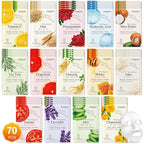 70 Pack Sheet Face Masks Skincare, Hydrating Face Masks Suitable for All Skin Types, Bulk Facial Mask Gifts Set for Women Skin Care, Home Skincare Spa for Sensitive Skin