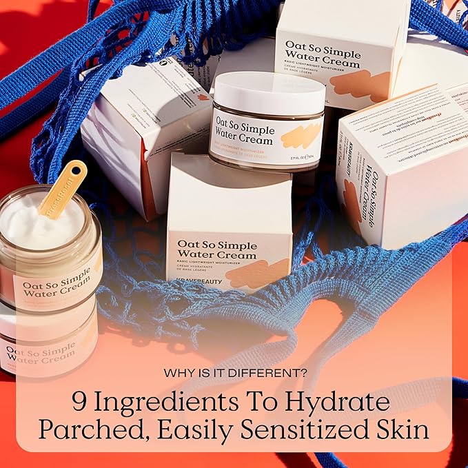 KraveBeauty Oat So Simple Water Cream – Korean-Inspired Daily Moisturizer, Hydrating & Soothing, Oat & Squalane, Vegan & Cruelty-Free, 2.7 fl oz