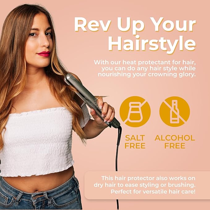 LATINOIL Chia Oil Heat Protectant Spray For Hair - Hair Thermal Protection Shield From Heat - Leave In Conditioner - Anti Frizz Moisturizer (8 Oz)