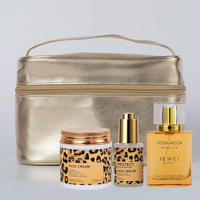 25 Pcs Bath & Body Gift Set for Women, Honey & Almond Skin Care Kit, Spa Gift, Face Sheet Mask, Hydrogel Mask, Cosmetic Bag, Face Serum, Necklace, Cleanser, Valentine's Day, Anniversary, Birthday