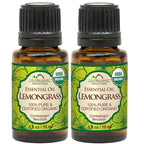 US Organic 100% Pure Lemongrass Essential Oil, USDA Certified Organic, Extracted by Steam Distillation Method, for Hair, Nail Polish Remover, Bees Attraction, and More. 15 ml, Value 2 Pack