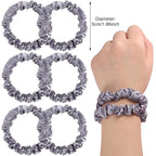 12Pcs Satin Scrunchies, Silver Gray Satin Hair Ties Elastic Hair Bands Ponytail Holder Hair Accessories for Women Girls