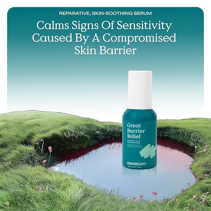 KraveBeauty Great Barrier Relief Serum – Korean-Inspired Barrier Repair Serum, Tamanu Oil, Soothes Redness & Hydrates, Vegan & Cruelty-Free, 1.52 fl oz